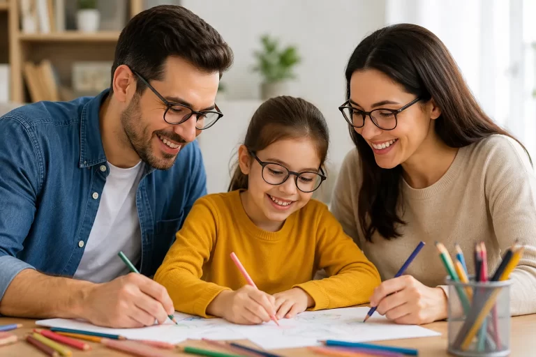 Family all wearing glasses